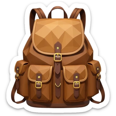 backpack brown emoji low poly  sticker