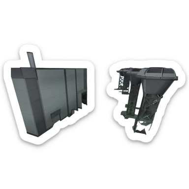 a military like industrial building from an overhead view in a foreign country in the style of dark realism, just the building sticker