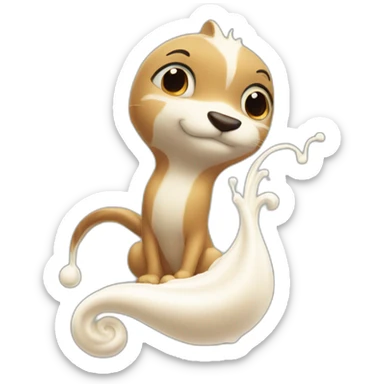 long tailed while milk drop sticker