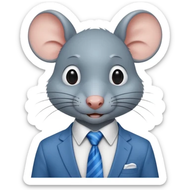 rat with shirt and blue tie sticker