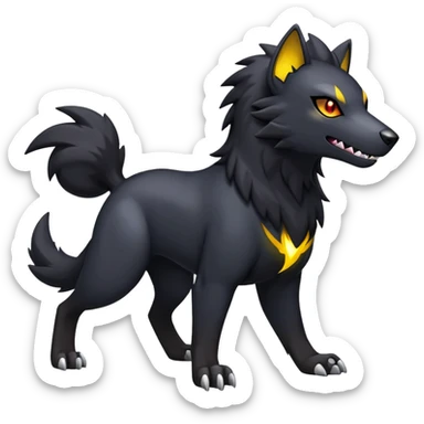 Shiny Exotic Excessive Mysterious Houndour-Poochyena-Pokémon-Fakémon-hybrid-creature (full body) sticker