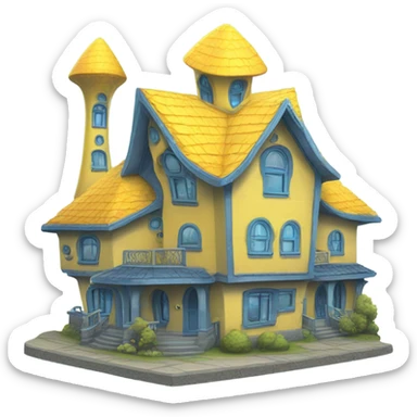 a alien home house in jellow/blue sticker
