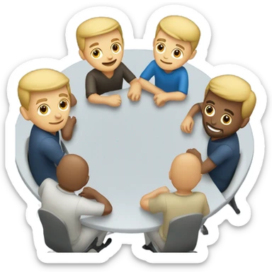 6 Caucasian men sitting at a round table sticker