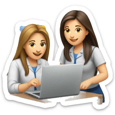 dos mujeres uruguayas trabajando en laptops haciendo voluntariado sticker