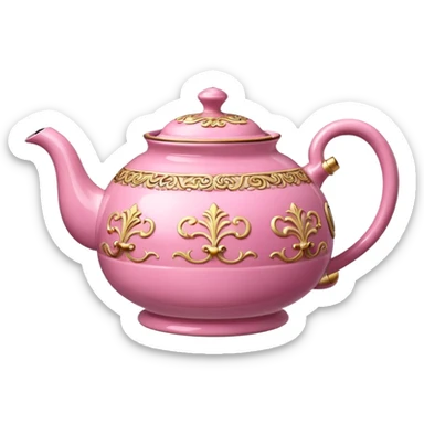 Pink steaming and boiling  tea pot with smoke sticker