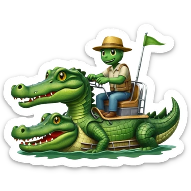 An alligator riding an airboat sticker