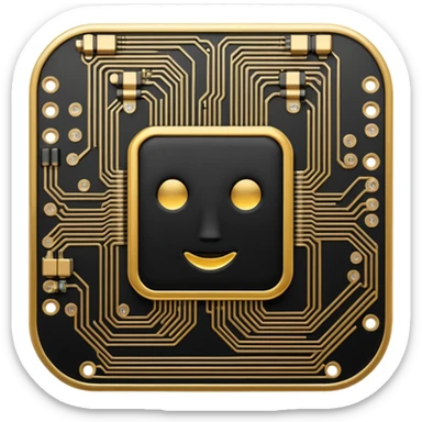 I want a black and gold pcb emoji, representing a circuit board sticker