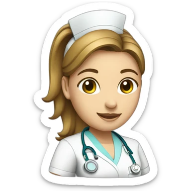 woman nurse ponytail scrubs sticker