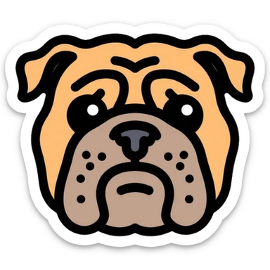 bulldog face with wrinkles sticker