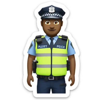 Police office with uk police gear - high vis vest sticker