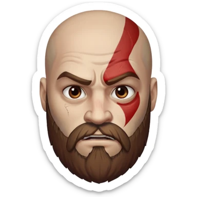 God of War Kratos (skin white, beard and eyebrow color brown) sticker