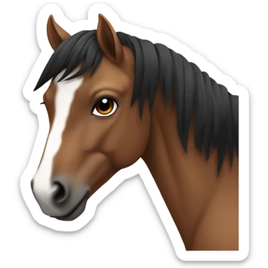 Brown horse with black manes and a white dot sticker
