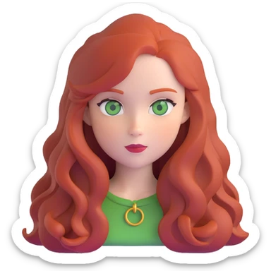 redhead with long hair and green eyes sticker