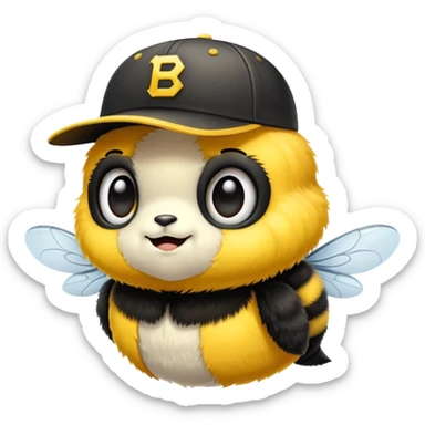 bumblebee wearing baseball cap sticker