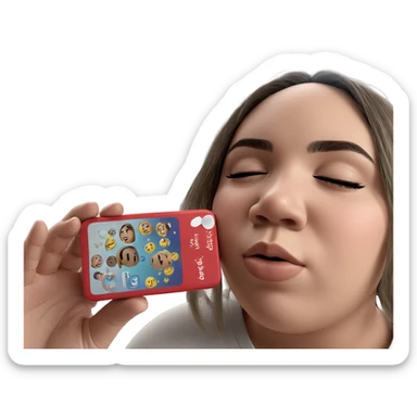 dreamy girl with closed eyes sticker