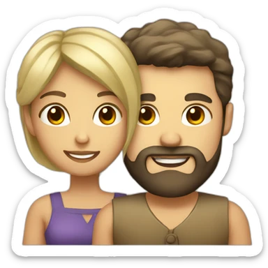 Blond bearded guy and dark hair woman in box sticker