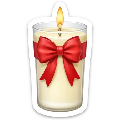 Soft vanilla long glass candle, with little red bow sticker