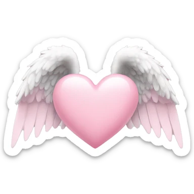 soft pink heart with angel wings sticker