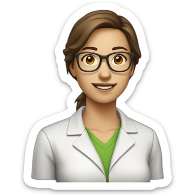 chemist female brown hair light skim with glasses sticker