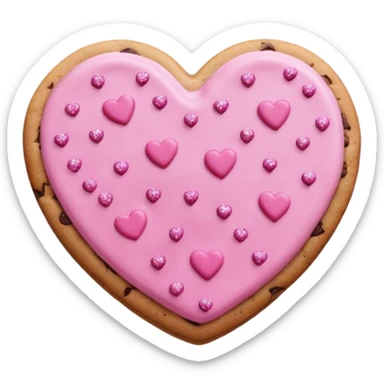 Heart cookie with pink chips with glitter sticker