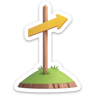 wooden post with yellow arrow sign pointing the way, Camino de Santiago sticker