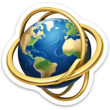Gold ring around earth sticker