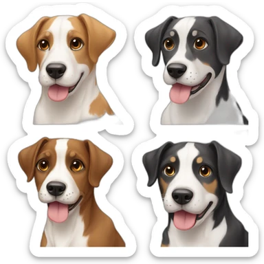 4 different breed dogs sticker