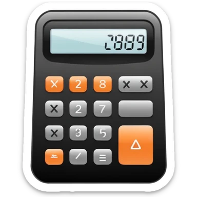 Minimalistic flat vector icon, iOS style, thin black contour on white background. Calculator and geometric shapes (triangle, circle). No text, no shadows. sticker
