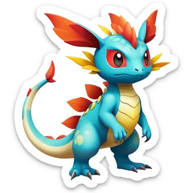 cool exotic fantasy-creature-Fakémon-Pokémon, full body, with markings sticker