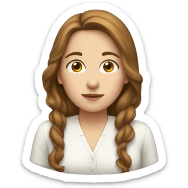 White women with brown hair bowing  sticker