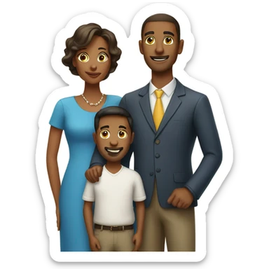 Husband and wife with 2 sons sticker