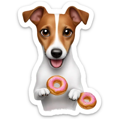 a jack russel eating a doughnut sticker