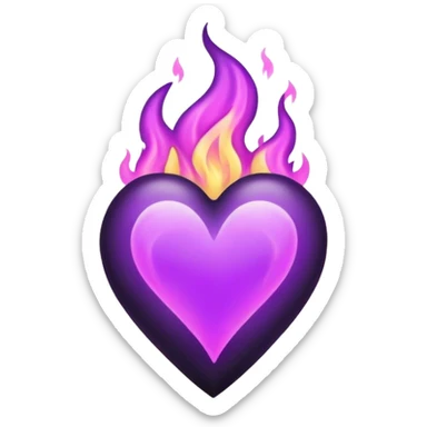 Black heart purple flame sticker
