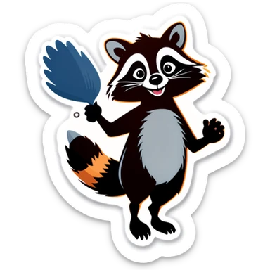 Raccoon giving the bird sticker