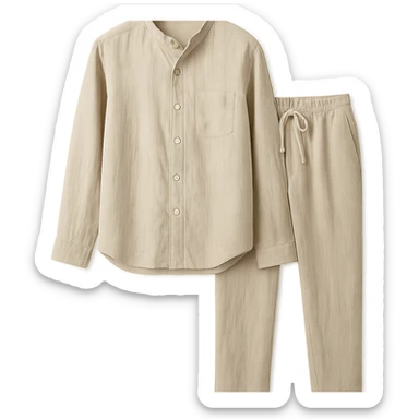 European linen outfit, just the clothes, no person, white background sticker