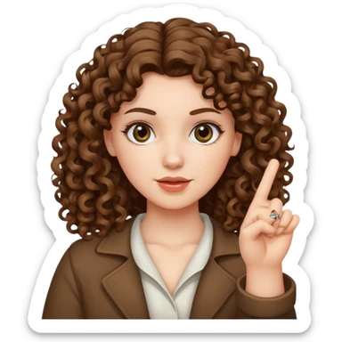 Curly hair brunette white girl… holding up a middle finger sticker