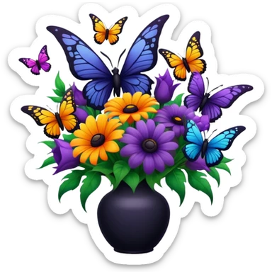 Beautiful bouquet of flowers with butterflies and baby dementors  sticker