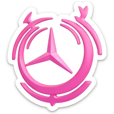 3D Mercedes-Benz logo, light pink color, realistic, glossy finish sticker