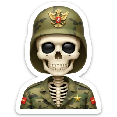 generate a realistic skeleton in Russian military camouflage sticker