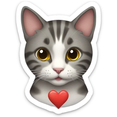 cat eith heart sticker