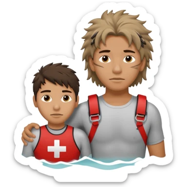 Lifeguard Native American Teenager with messy hair rescuing someone sticker