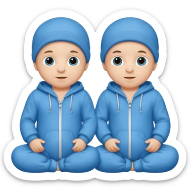 Twin baby boys with blue onesies on sticker