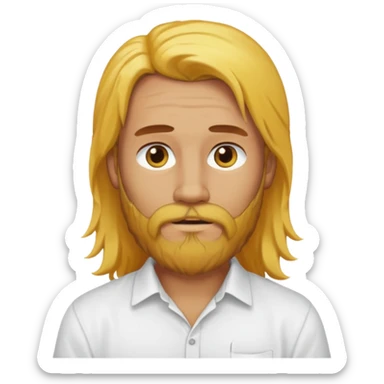 yellow long hair bearded man with white shirt sticker