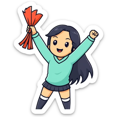 Asian woman with long black straight hair cheering for Doosan Bears baseball team sticker