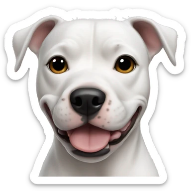 White dog pitbull with black ears sticker