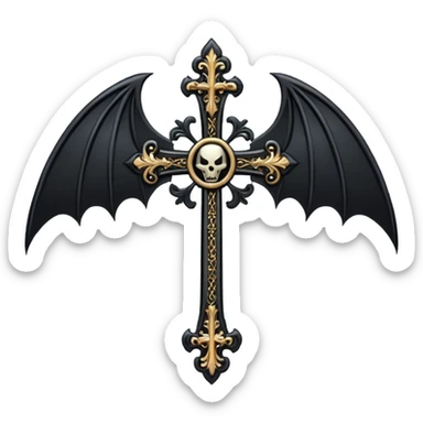 goth cross with bat wings sticker