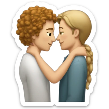 a white man with short hair kissing a woman with long hair." sticker