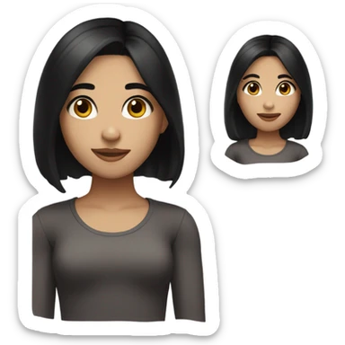 black haired pretty girl with white skin and brown eyes sticker