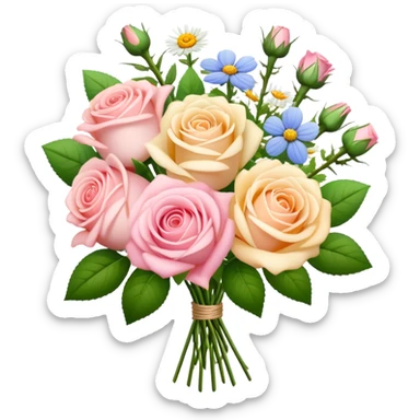 Pastel rose and wildflower bouquet  sticker