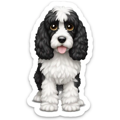 Black cockapoo full body white stripe  sticker